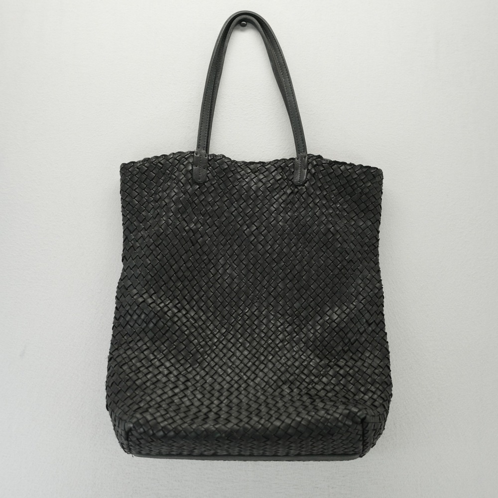 Massimo Palomba Black Woven Leather Tote Bag Handmade in Italy Intrecciato